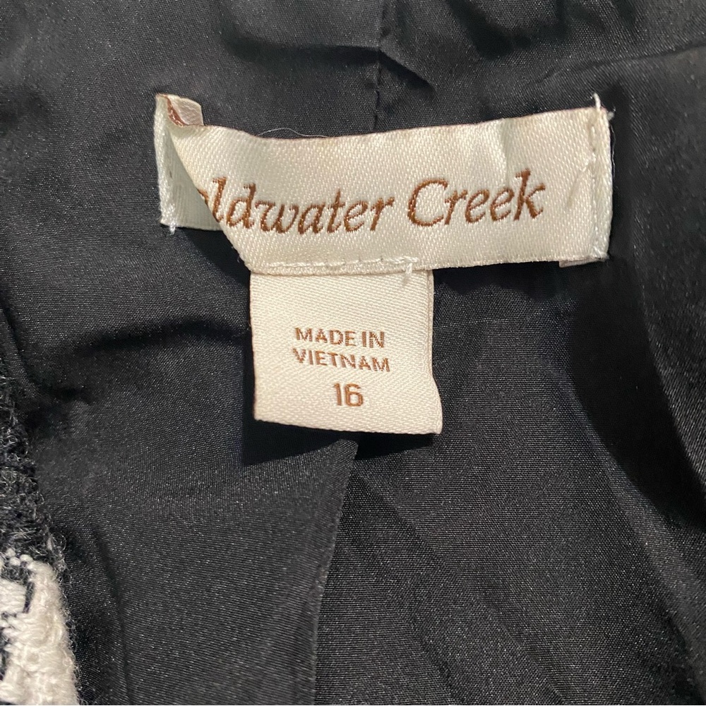 Coldwater Creek Women's Size 16 Jacket Textured Swing Black & White Check Plaid - Picture 9 of 12
